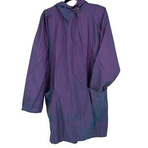 Maralyce Ferree Purple-Green Iridescent Nylon Blend Wind Coat Made in Maine OS